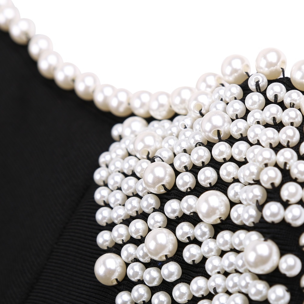 Hand Beaded backless long sleeves Bandage dress - Picture 5 of 8